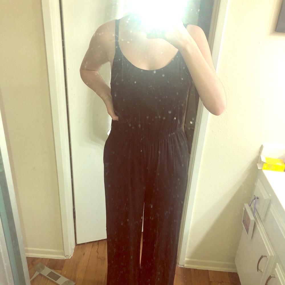 black wide leg jumpsuit <3